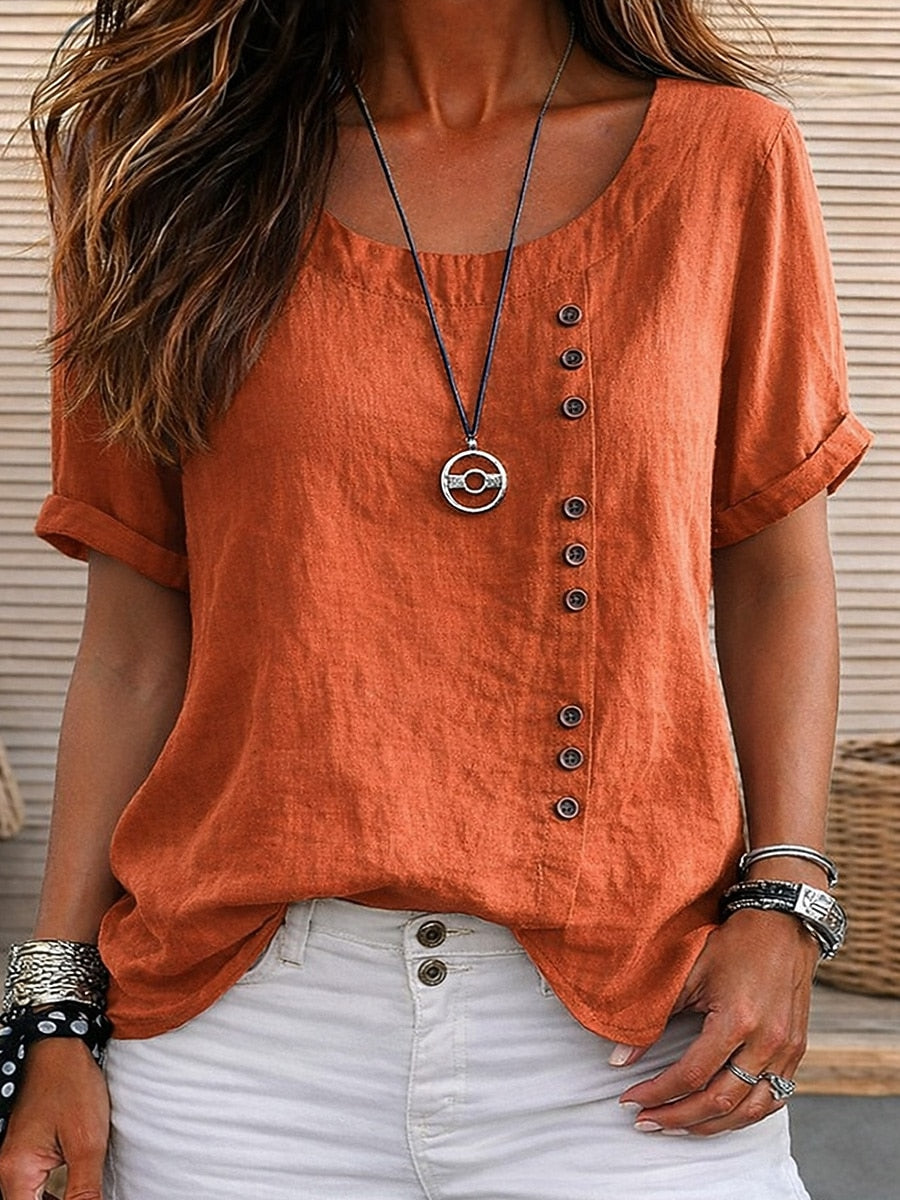 Delyth | Asymmetrical Button Casual Blouse