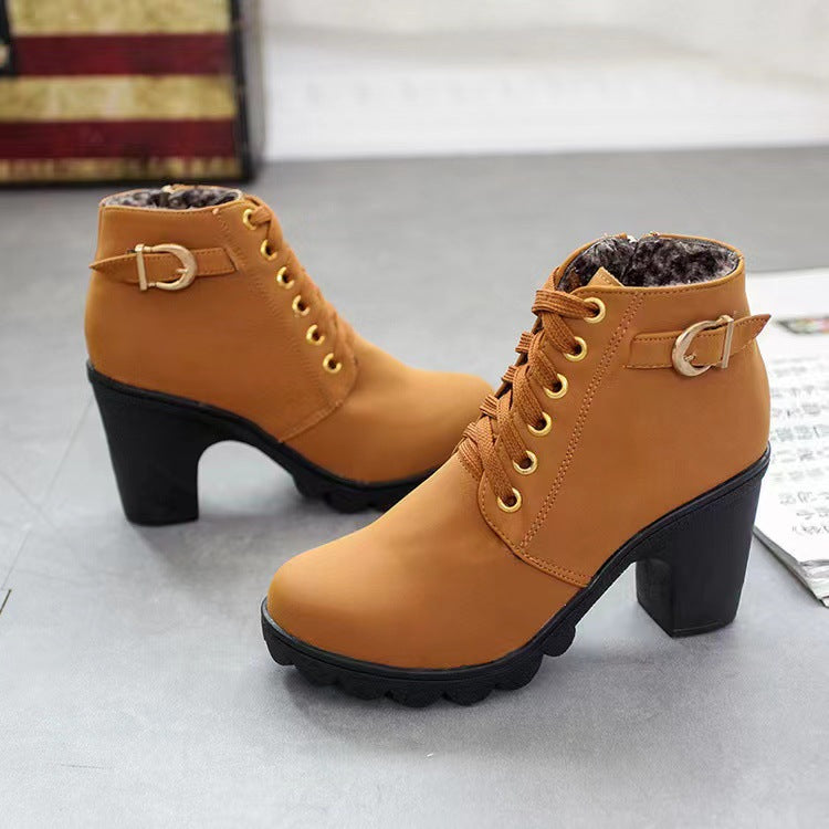 Sloane | Buckle Detail Lace Up Ankle Boots