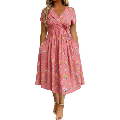 Oriavelle | Flowy V-Neck Midi Dress