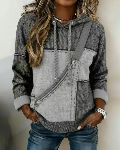 Adelia | Colorblock Zip Pocket Hoodie