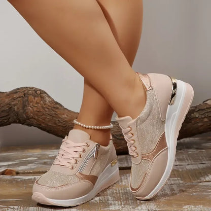 Avenique | Zip Detail Platform Running Shoes