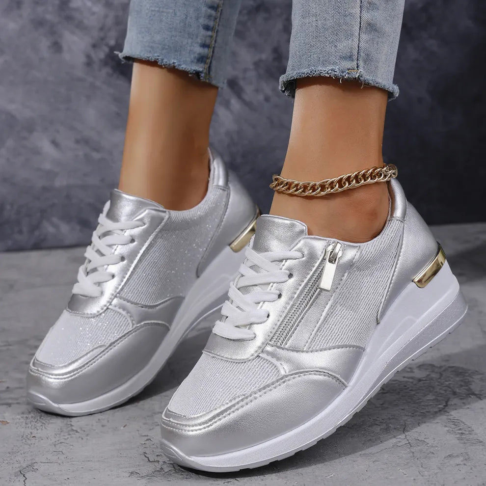 Avenique | Zip Detail Platform Running Shoes