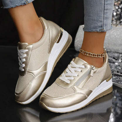 Avenique | Zip Detail Platform Running Shoes