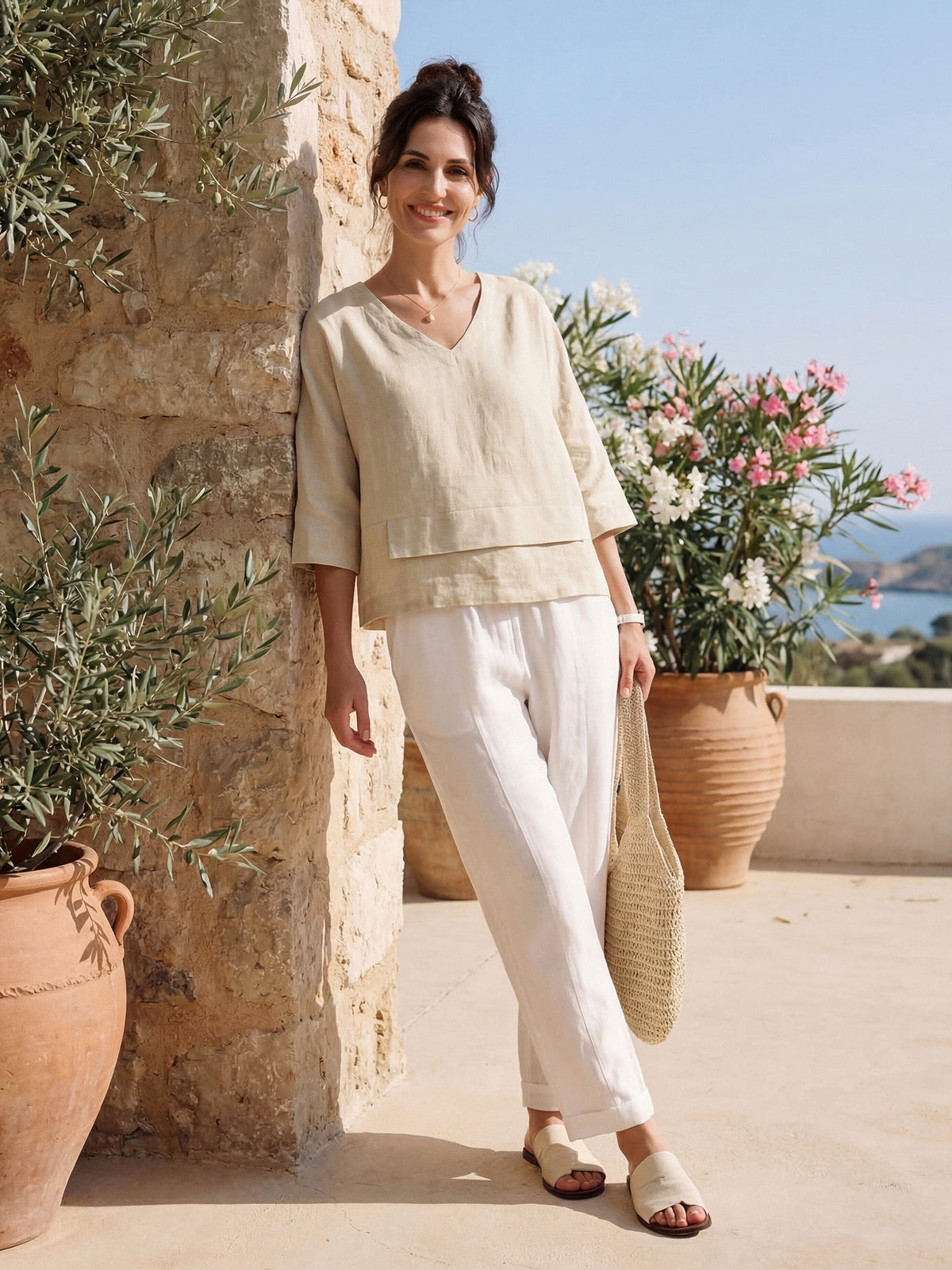 Ondella | Layered Hem Linen Blouse