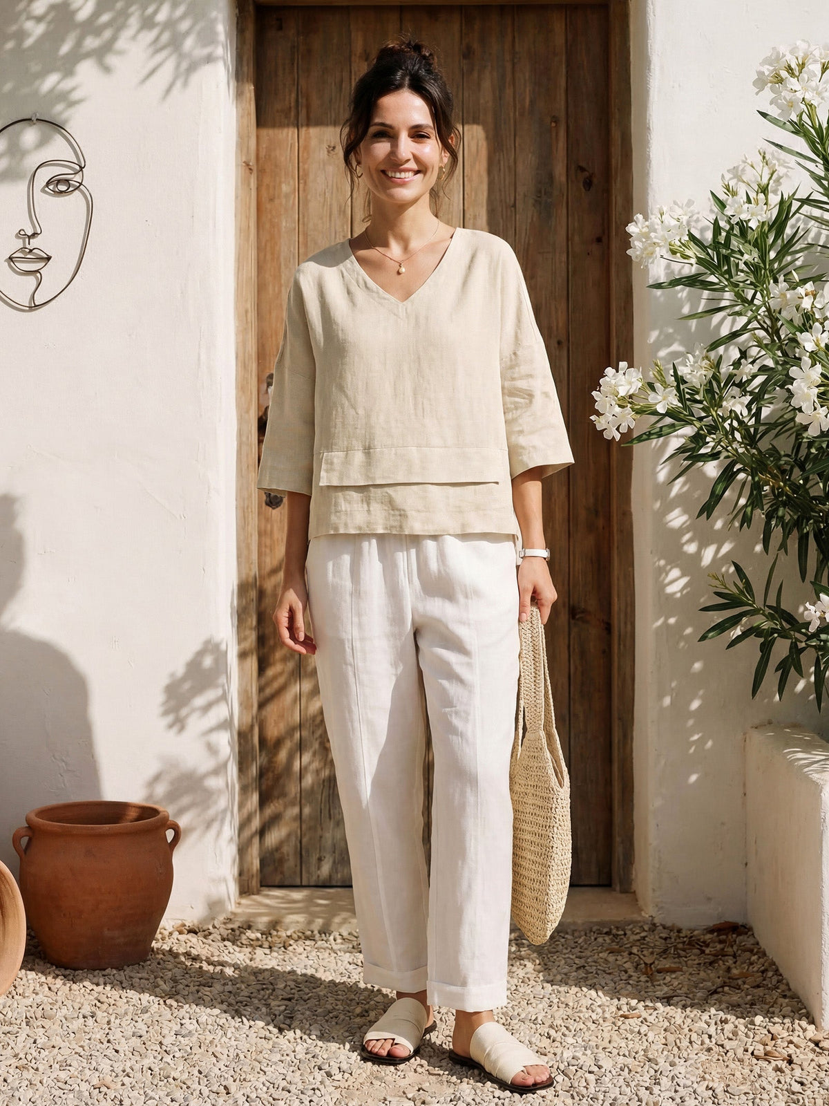 Ondella | Layered Hem Linen Blouse