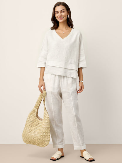 Ondella | Layered Hem Linen Blouse