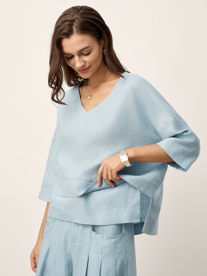 Ondella | Layered Hem Linen Blouse