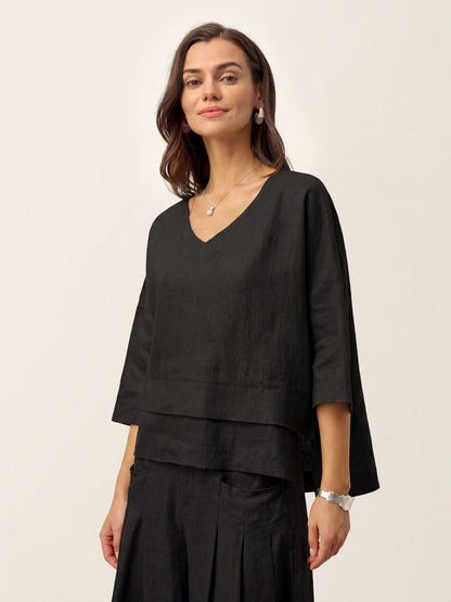 Ondella | Layered Hem Linen Blouse