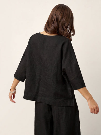 Ondella | Layered Hem Linen Blouse