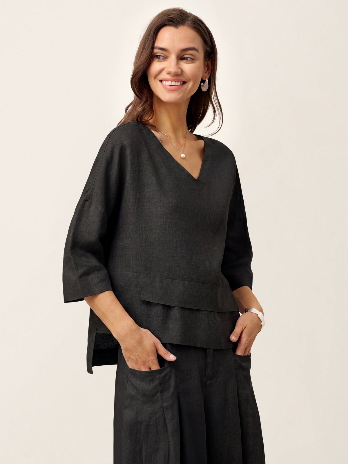 Ondella | Layered Hem Linen Blouse