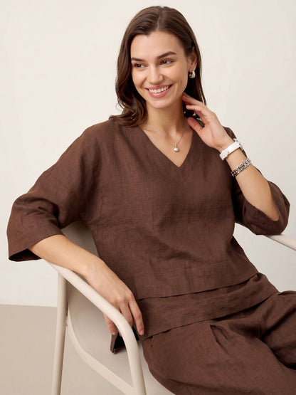 Ondella | Layered Hem Linen Blouse