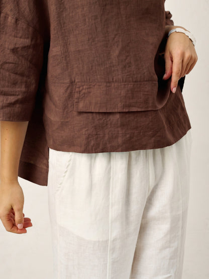 Ondella | Layered Hem Linen Blouse