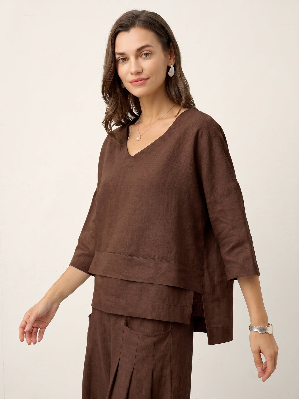 Ondella | Layered Hem Linen Blouse