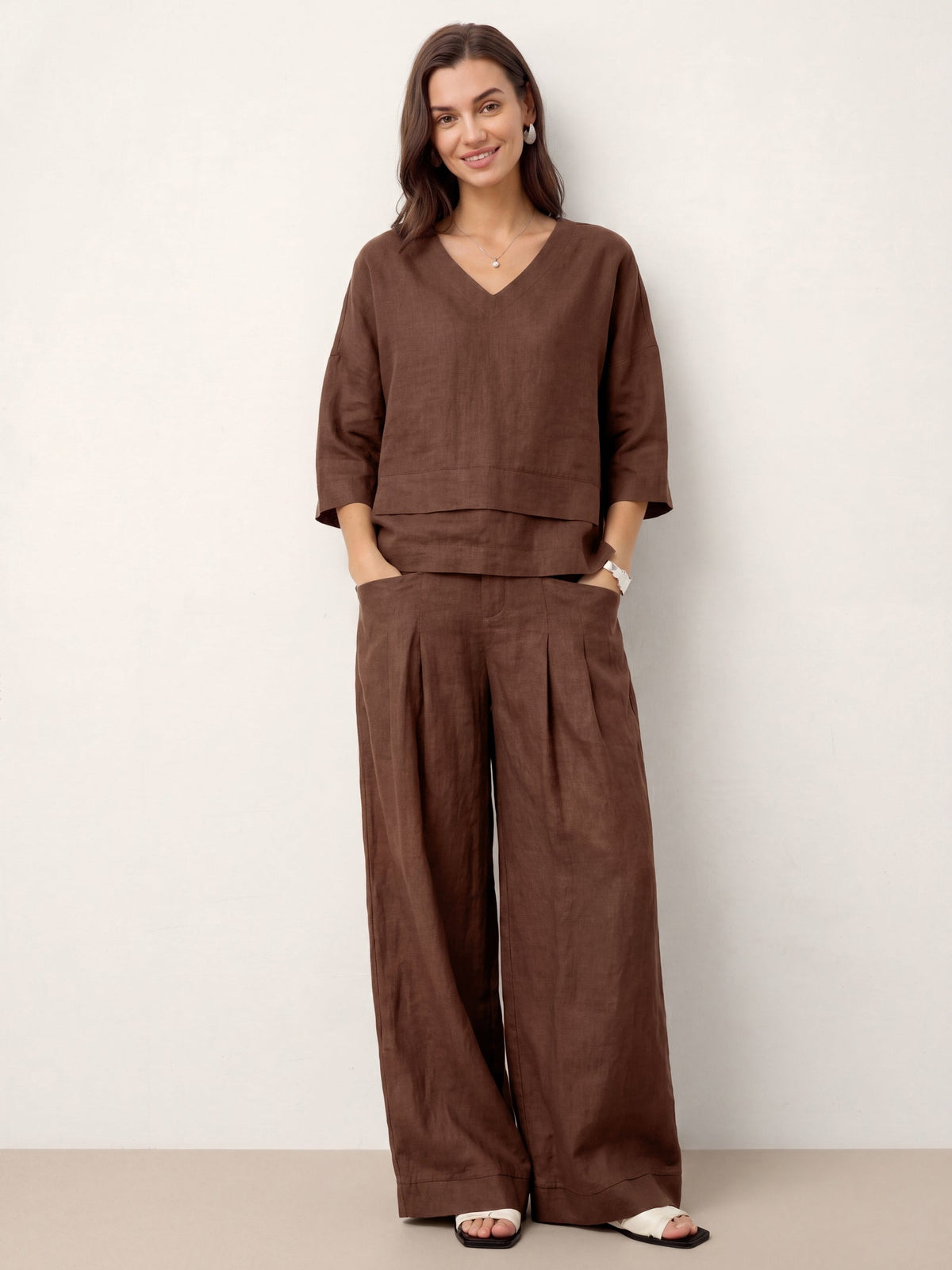 Ondella | Layered Hem Linen Blouse