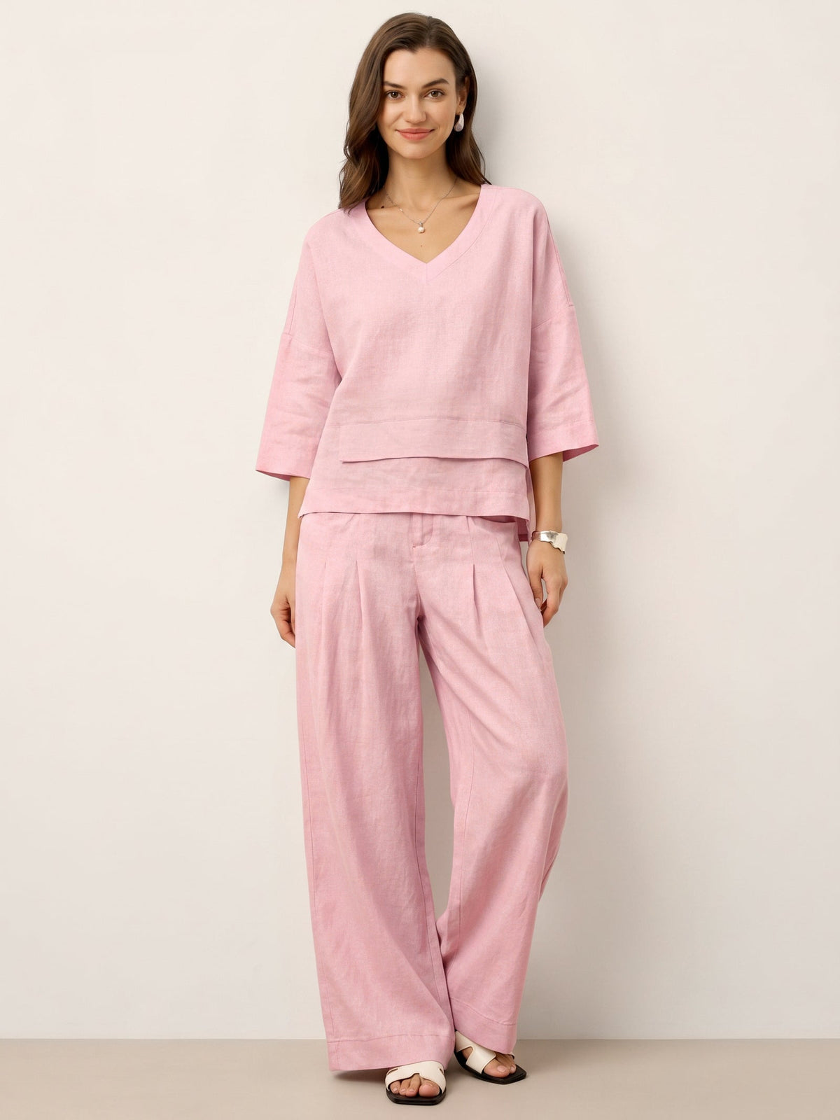 Ondella | Layered Hem Linen Blouse