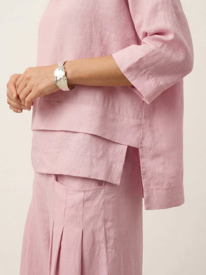 Ondella | Layered Hem Linen Blouse