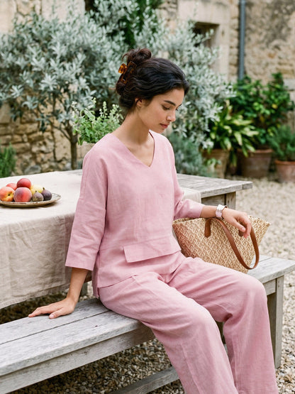 Ondella | Layered Hem Linen Blouse