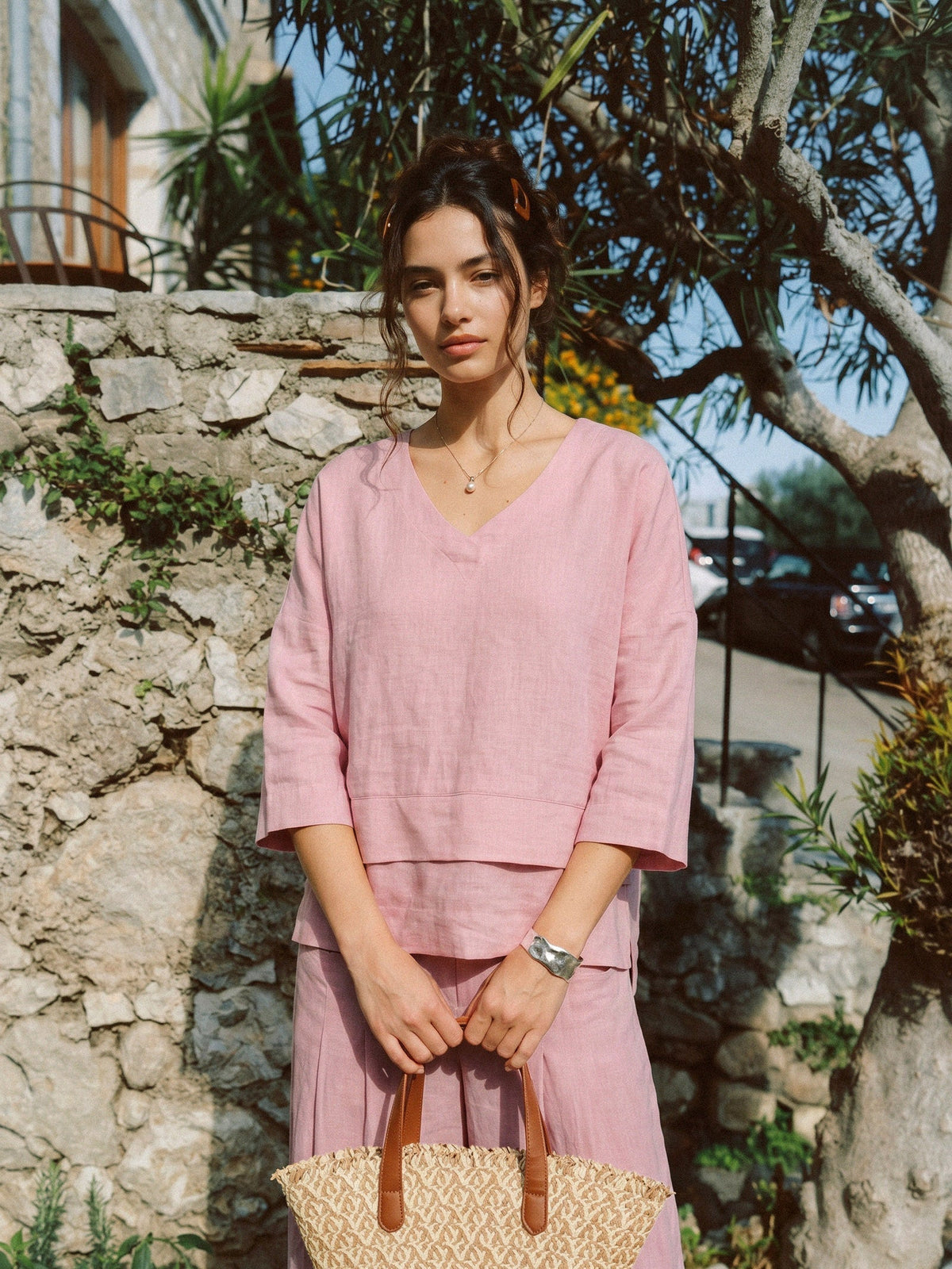 Ondella | Layered Hem Linen Blouse