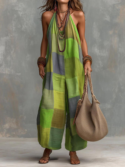 Zyphera | Patchwork Halter Jumpsuit