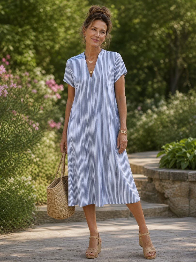 Lucinda | Vintage Floral V Neck Midi Dress
