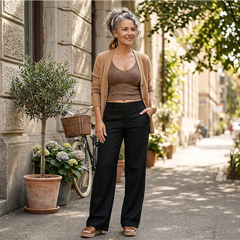 Zarelle | High Waist Straight Leg Trousers