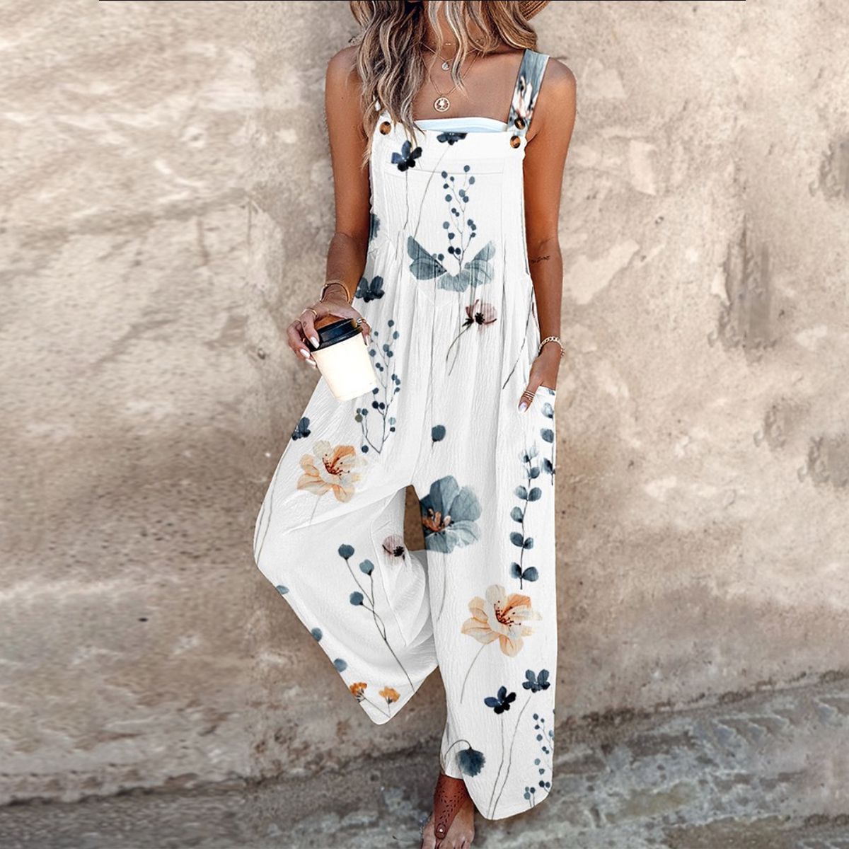Havielle | Sleeveless Daisy Print Overall