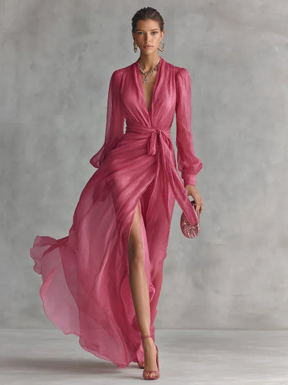Floris | Flowing Tie Waist Maxi Dress