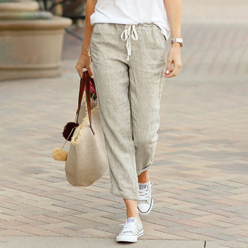 Solveta | Drawstring Casual Ankle Trousers