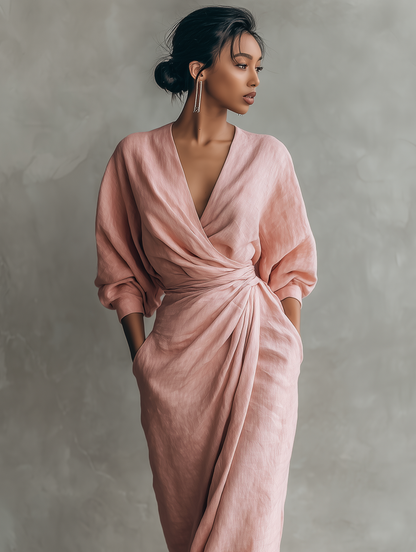 Calysenne | Draped Waist Elegant Maxi Dress