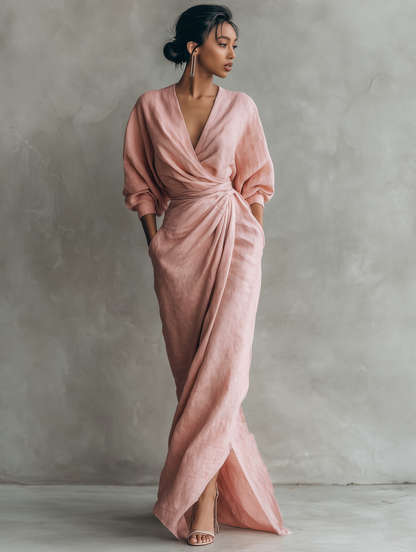 Calysenne | Draped Waist Elegant Maxi Dress