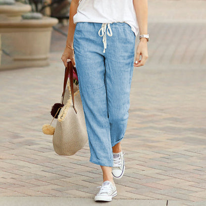 Solveta | Drawstring Casual Ankle Trousers