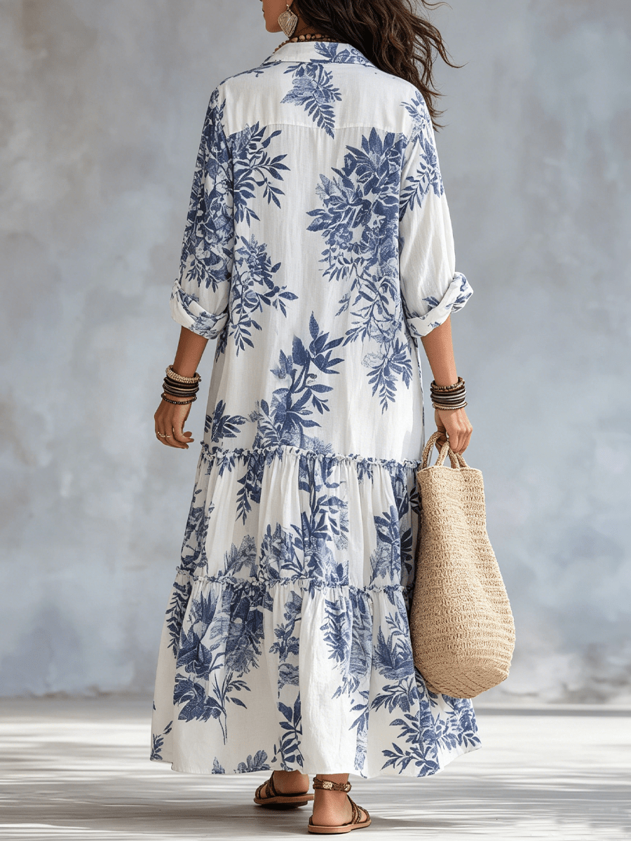 Alizée | Botanical Print Tiered Maxi Dress