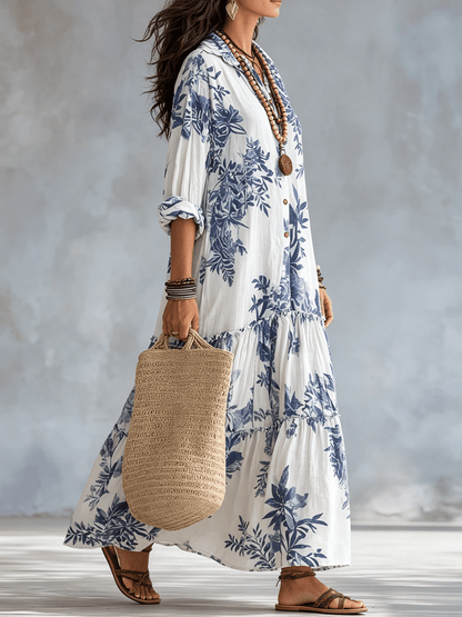 Alizée | Botanical Print Tiered Maxi Dress