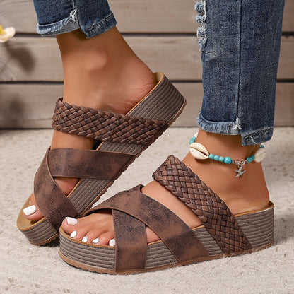Mirevana | Braided Platform Slide Sandals
