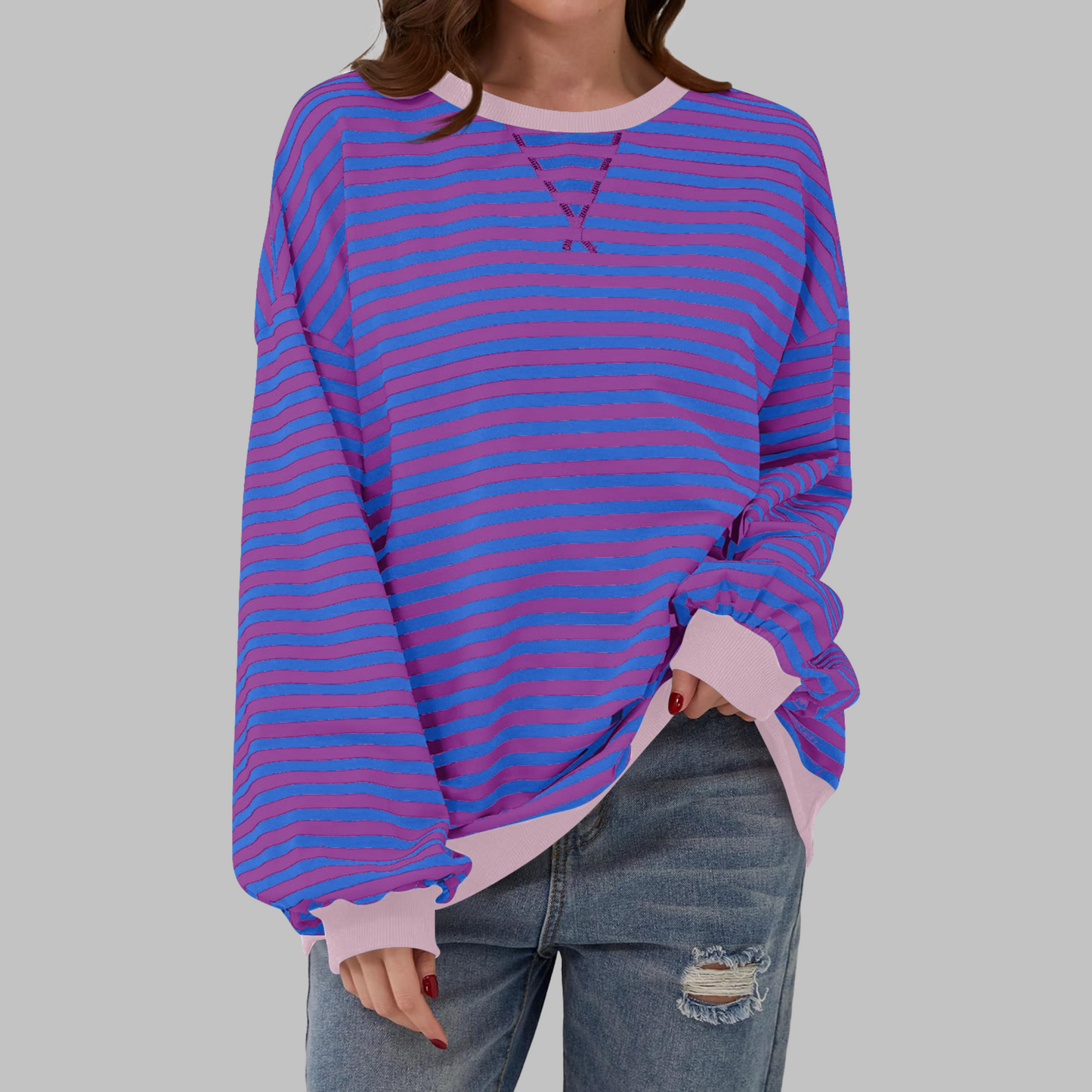 Ulyssa | Color Block Stripe Sweatshirt