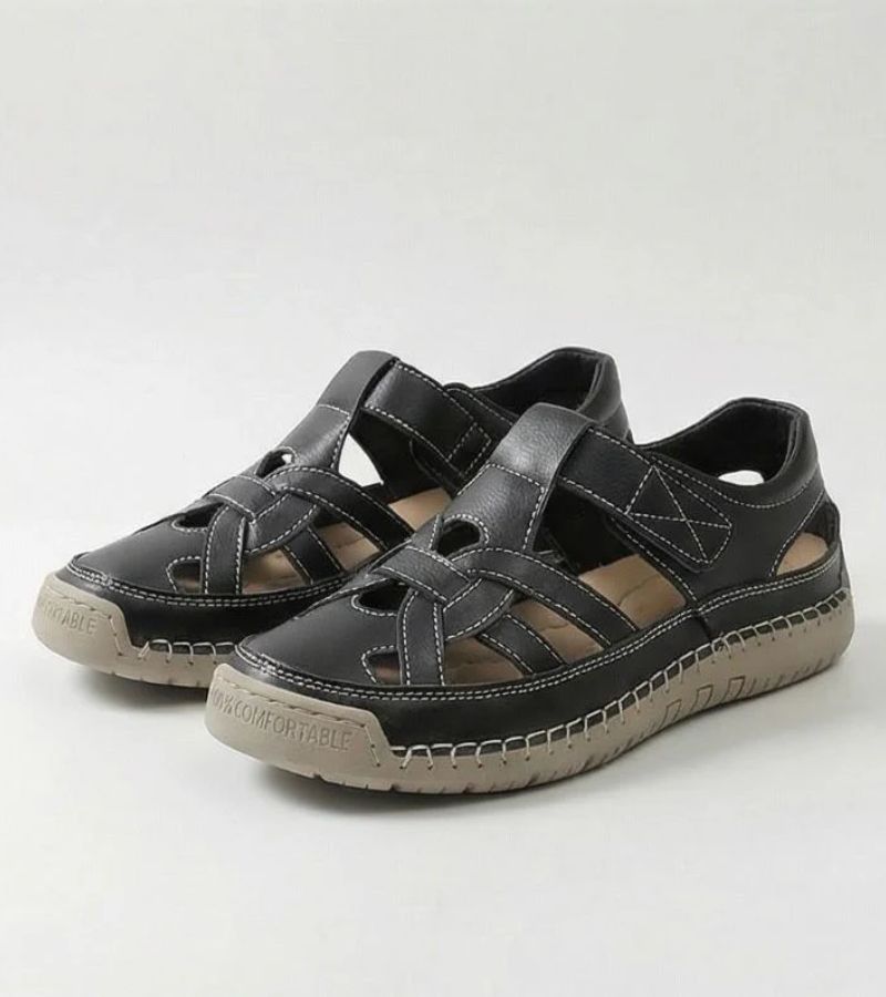 Rosa | Leather Cutout Closed Toe Casual Sandals