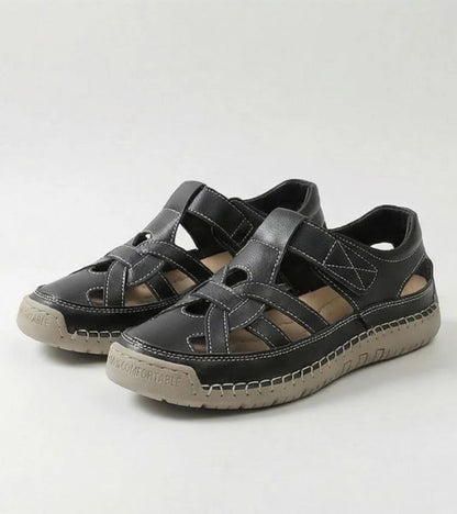 Rosa | Leather Cutout Closed Toe Casual Sandals