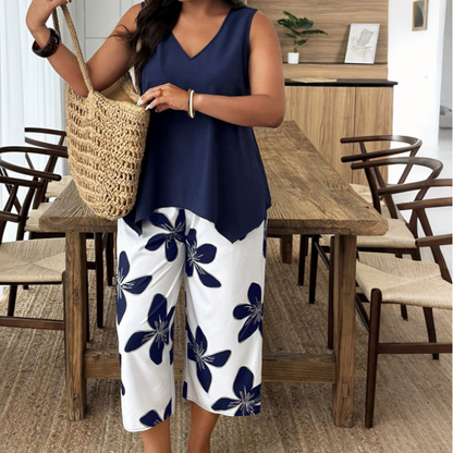 Lynette | Sleeveless Floral Two Piece Set