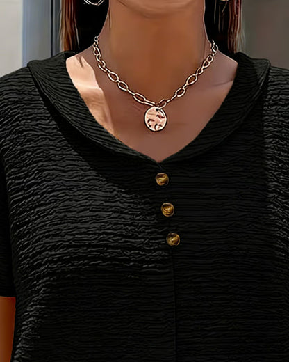 Mirelynn | Textured Button Detail Blouse