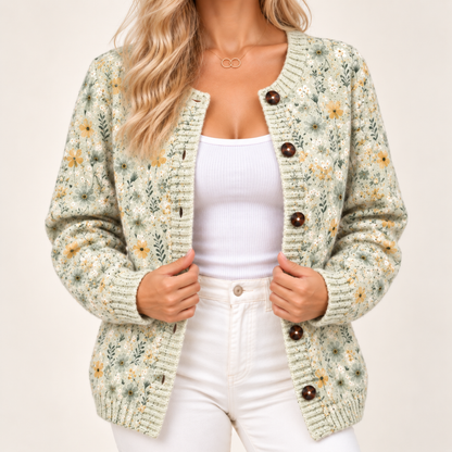 Yvettea | Vintage Floral Knit Cardigan