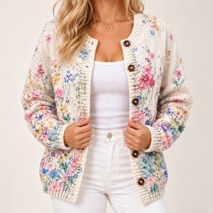 Yvettea | Vintage Floral Knit Cardigan