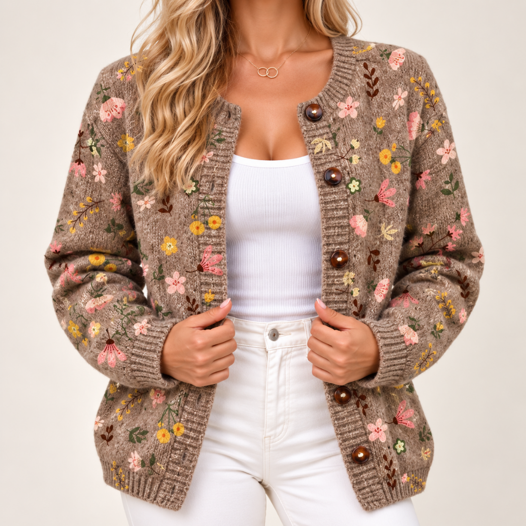 Yvettea | Vintage Floral Knit Cardigan
