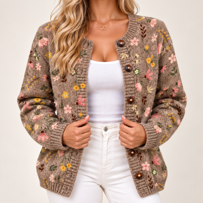 Yvettea | Vintage Floral Knit Cardigan