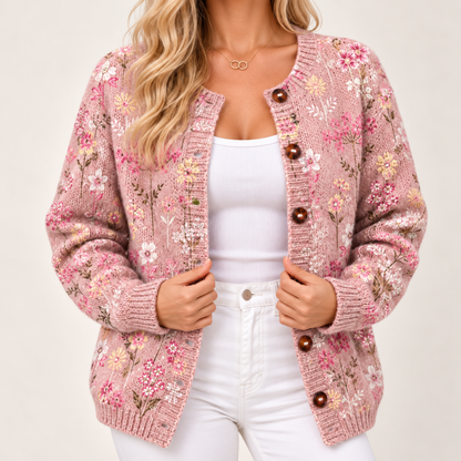 Yvettea | Vintage Floral Knit Cardigan