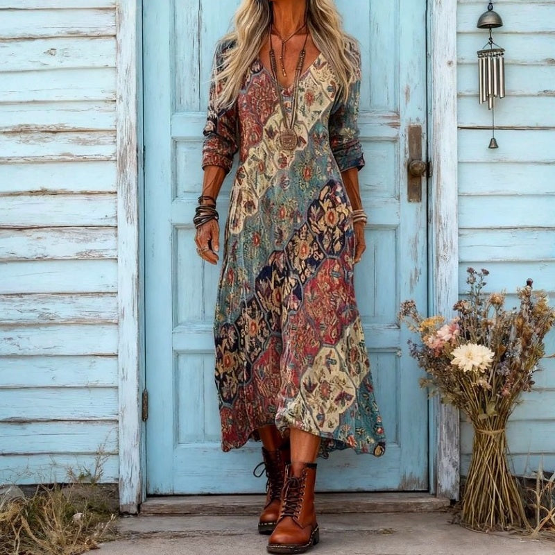 Orelia | Bohemian Patchwork Print Maxi Dress