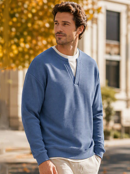 Gavran | Textured Notch Neck Casual Sweatshirt