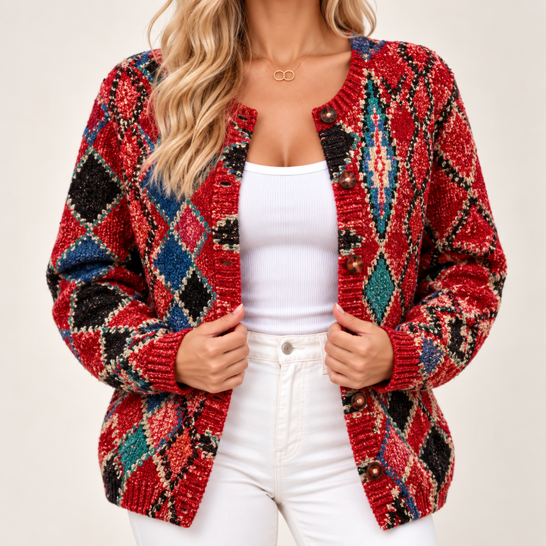Yvettea | Vintage Floral Knit Cardigan