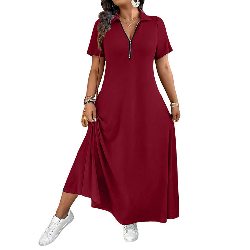 Uvelisse | Zip Collar Casual Maxi Dress