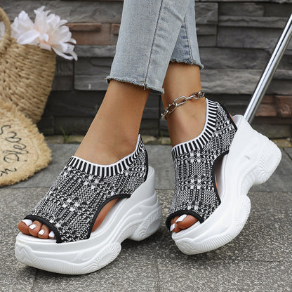 Zevarra | Platform Knit Walking Sandals