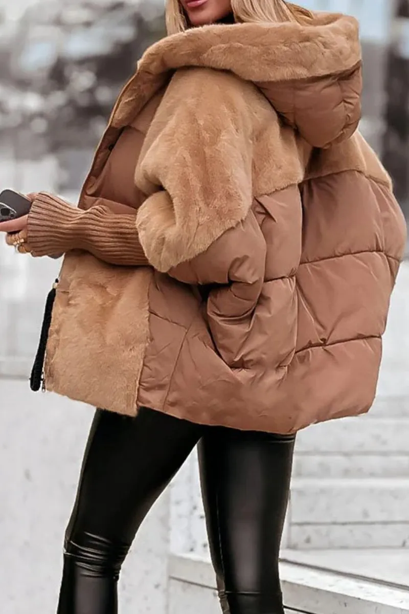 Adelpha | Plush Panel Hooded Puffer Jacket